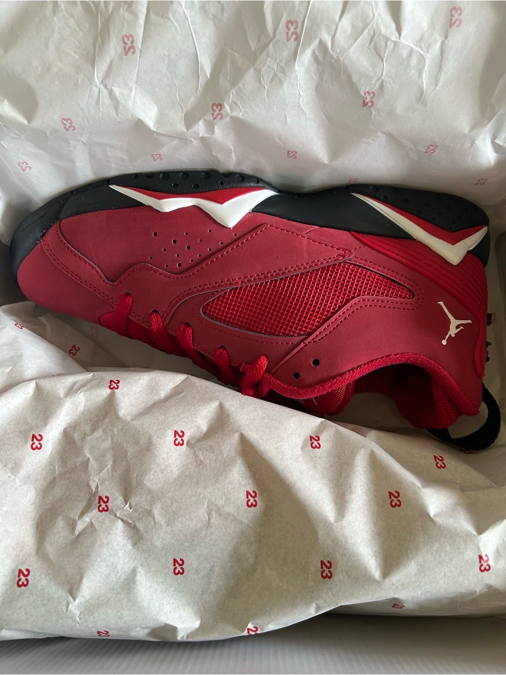 Jordan Men's Red and Black Low-Top Sneakers - Picture 7 of 8